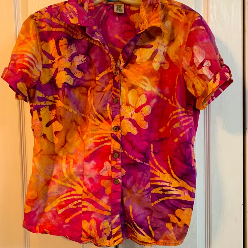 Ladies floral Hawaiian shirt size large